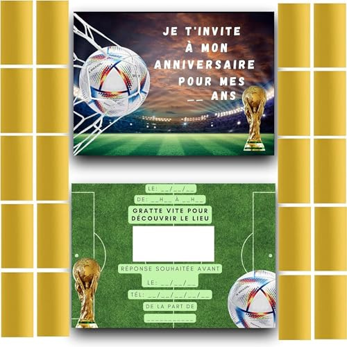 RXLITE Einladungskarte zum Rubbeln, 20 Stück, Motiv: Fußball