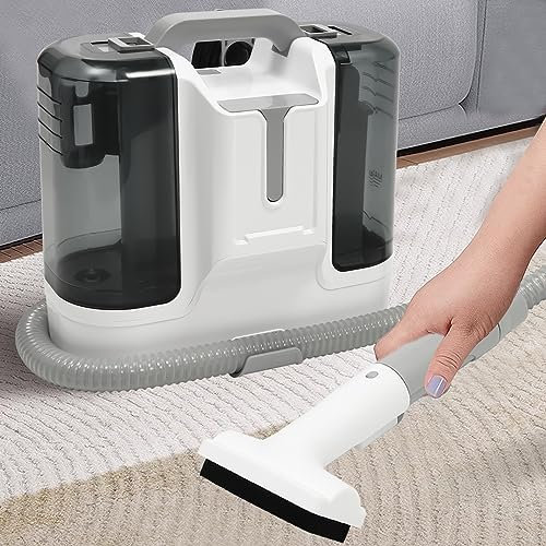 Aspirador de lavado, limpiador de alfombras, limpiador de manchas, succión en seco y húmedo, fuerte succión de agua, descontaminación con 6 cabezales de limpieza para sofás, alfombras y tapicería para