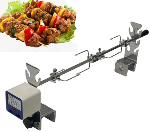 HUTOOLEE Griglia spiedo Portatile Ricambio Universale, Kit girarrosto con Motore Elettrico 5 V, Regolabile in 3 Altezze, velocità a 2 Marce, Lunghezza 90 cm, Portata al Massimo 11 libbre Cibo