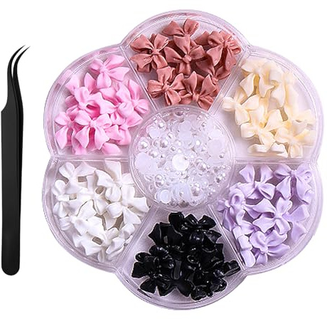 HUTRADE 3D Bow Knot Nail Charms Nail Art Pendants with Pick Up Tool | Versatile Nail Accessories for Manicure DIY Decoration