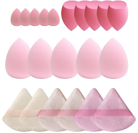 GFOUNS 21 pcs Makeup Sponge Bulk:Makeup Sponges 21 Pcs for Liquid, Cream, and Powder, Multi-colored Pink make up sponges for foundation