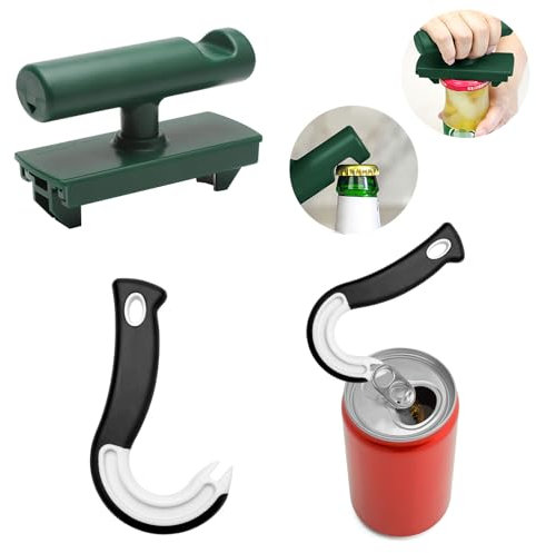 Abridor de Latas, 2 pcs Abridor de Vidrio,J abridor de botellas, Abridor de Tarro Ajustable,Artritis Abrebotellas,Abridor de Tapa de Rosca,Abrelatas Manual para personas mayores,niños, manos