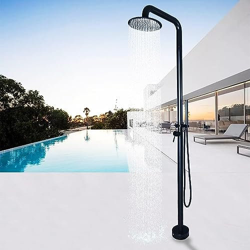Douche de Jardin Solaire Douche D'extérieur Autoportante De 220 Cm Avec Jets Corporels Et Pommeau De Douche À Main, Accessoires De Douche De Jardin En Acier Inoxydable For Piscine Extérieure, Patio, S