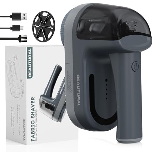 BEAUTURAL Levapelucchi Elettrico Ricaricabile Type-C, Due Velocità, Sistema Anti-Bloccaggio, Adatto a Tutti i Tessuti, con Spazzola per la Pulizia e Lame di Ricambio