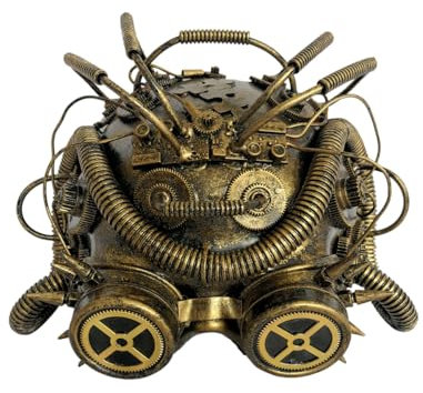 Horror-Shop Dark Cyber Mind Steampunk Maske mit Schweißerbrille