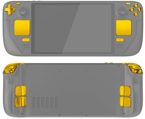 eXtremeRate Kit de Boutons Remplacement pour Steam Deck OLED Console,Boutons Gâchette pour Steam Deck OLED,Boutons Pavé Tactile et ABXY D-Pad pour Steam Deck OLED avec Outils-Chromé Doré