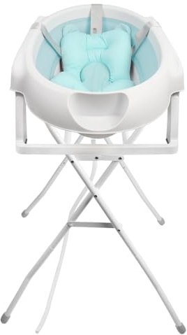 OHMG Babybadewanne mit Gestell 82cm, Faltbare Babybadewanne mit Rutschfestem Ständer, Baby Wanne, Badewanneneinsatz Baby für Neugeborene Kleinkinder, Groß Volumen (Grün-66x61x82cm)