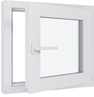 Kunststofffenster Kellerfenster Fenster - 3-fach Verglasung - weiß/weiß - 1000x400 mm DIN Rechts