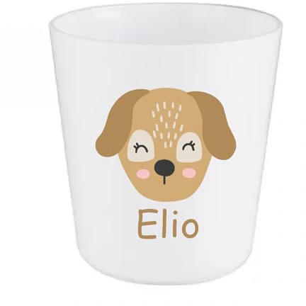 Gobelet Enfant Personnalisé – Incassable en Polymère – Motif Petit Chien + Prénom – Idéal École, Bébé, Enfant, Cadeau Anniversaire ou Naissance