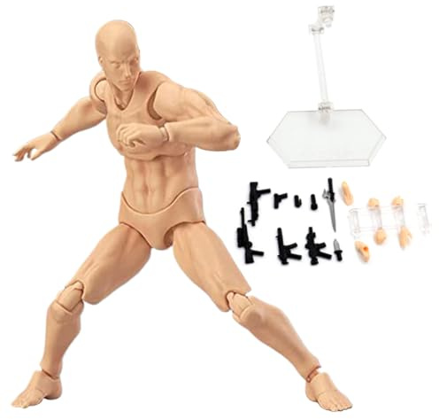 HoveeLuty Actionfigur-Gesten, bewegliche Figur, leichte Zeichenpuppe mit Ständer und Zubehör, Zeichenfigurenmodell für Künstler, Skizzieren, Malen, Zeichenpuppe, Zeichenfigur