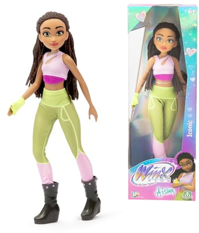 Winx Iconic Aisha Muñeca 26 cm con Outfit Principal Oficial de la Serie, Look Original para Recrear la Experiencia de Moda Winx, Figura Coleccionable, Famosa (WNX77500)