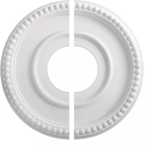 Rosetta da soffitto in poliuretano, rotonda, per ventilatori a soffitto e luci, design diviso, leggera, Ø 315 mm/Ø100 mm, bianca, minimalista, facile da installare