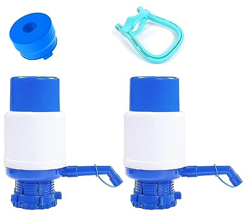 2Pcs Water Jug Pump, Manual Hand Water Pump, Universal 2-5 Gallon Water Bottle Pump, Portable Water Dispenser Pump Home Office Travel Camping Kitchen Outdoor