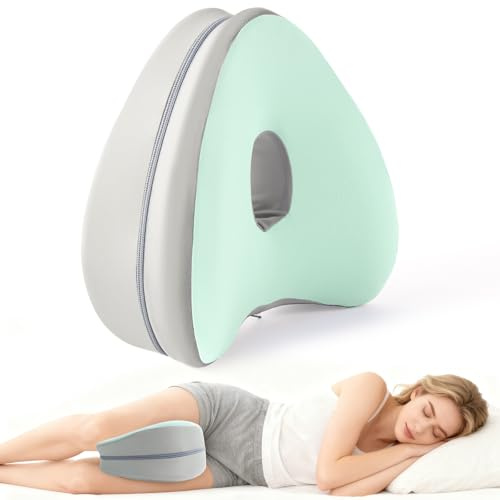 Dioxide Kniekissen für Seitenschläfer Beinkissen Ergonomisches (Minzgrün) | Seitenschläferkissen Knie mit Memory Foam hüftkissen für Stützt Beine, Knie, Hüfte, Rücken und Schwanger mit abnehmbarem
