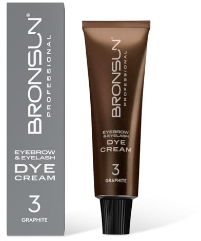 BRONSUN® Tinte en Crema para Pestañas y Cejas | Coloración Intensa y Duradera | Fórmula Suave Sin Amoníaco | con Queratina, Seda y Vitamina E | Grafito Nº3 – 15 ml