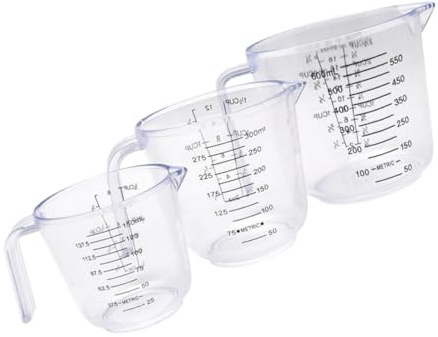 INOOMP 3 pezzi Misurini Trasparenti per Cucina e Utensili Ergonomici per Misurare Ingredienti Liquidi e Solidi Riutilizzabile