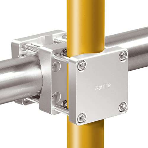 4smile Sonnenschirmhalter Balkongeländer aus Aluminium, Quadrat, Silber | Sonnenschirm Balkon Halterung - stabiles Universaltalent Schirmhalterung, hält jeden Balkonschirm
