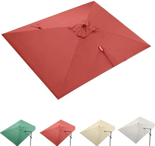 Parasol rectangulaire de Remplacement 10' x 13' - Grand Parasol déporté pour Piscine, Tissu Anti-UV pour Jardin, Bordeaux, 8 Baleines, 3 x 4 m