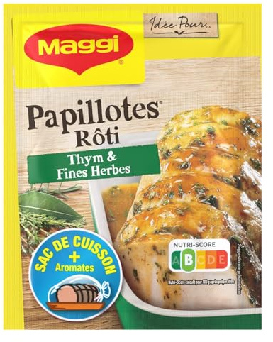 MAGGI – Papillotes Saveur Rôti aux Fines Herbes et Thym, Parfum Aromatique Pratique (30g) - Le Lot De 4
