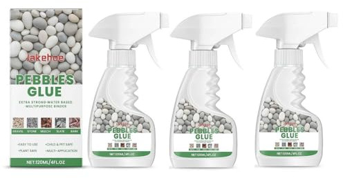 Pebble Glue – Water-Based Stone Pebble glue, Resin Gravel Binder, Ready to Use, for Water-Based Stones, Bark, Gravel on Borders, Patios & Garden ﻿ (3 Pcs)