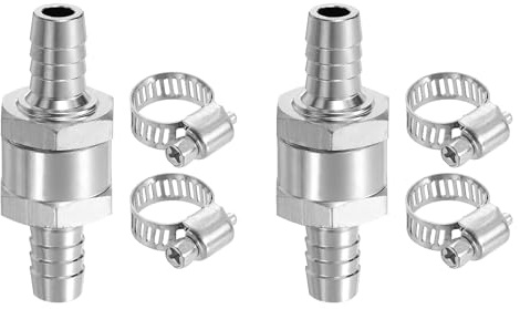 sourcing map 2 válvulas de retención de combustible de 10 mm, válvula de retención unidireccional sin retorno con abrazaderas, accesorios de control de aleación de aluminio para gasolina, diésel, gas