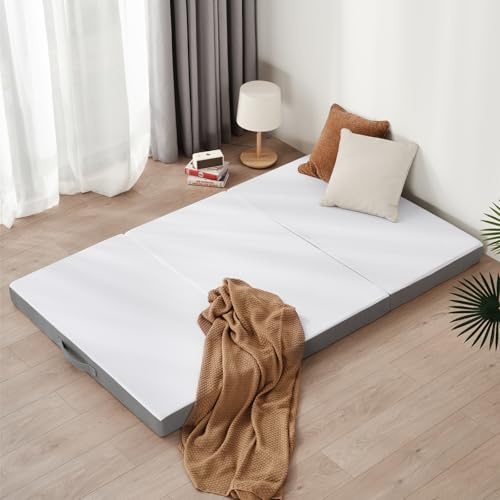 Z-hom Materasso Pieghevole Singolo, da Campeggio Materassino Materasso Auto Lettino da Viaggio Letto da Campeggio, Rivestimento Esterno Rimovibile e Lavabile (120×195×10 cm) (90×195×10 cm)