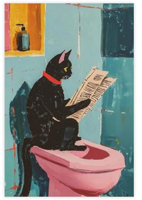 Lienzo oriental de gato de pelo corto para decoración de pared, pinturas para sala de estar, dormitorio, decoración de 12 x 18 pulgadas (30 x 45 cm)