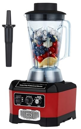 Frullatore Professionale For Bar, For Alimenti, Tritaghiaccio, For Frullati, Senza BPA, Resistente, Max 2200 W Mescolare Energicamente(Red)