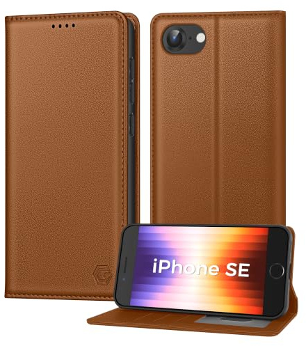 Kirnntca Handyhülle für iPhone SE 2022/2020 iPhone 8/7 Hülle, Kartenfach Premium PU Leder Klapphülle Schutzhülle, Standfunktion Tasche Flip Case für iPhone SE 2022/2020 iPhone 8/7 - Brown