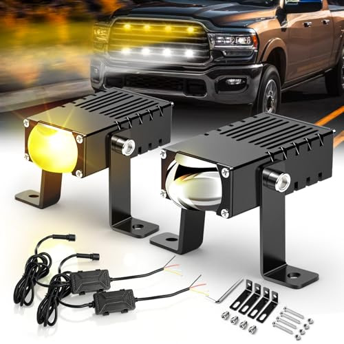 CO LIGHT Front Grille Lights, Kühlergrill LED Arbeitsscheinwerfer 12V 50W 10000LM, Gelb+Weiß LED Zusatzscheinwerfer/Nebelscheinwerfer Für Auto/Offroad/UTV/ATV/Motorrad