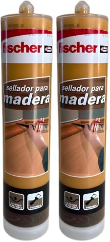 Fischer - Mastic d'étanchéité pour bois, adhésif et vernis élastique et flexible, sans silicone ni solvant, idéal pour le travail du bois, 300 ml (Lot de 2)