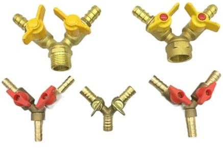 PKNVKZIDK 6 8 10 12mm Hose Y Type Three 3 Way Brass Shut Off Ball Valve Pipe Fitting Connector For Fuel Gas Water Oil Air(8mm-2way)