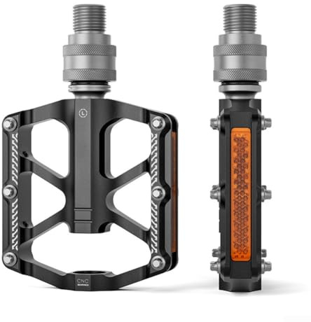 Quick Release 3 Bearing Bicycle Pedals Folding Design Anti-Slip Spikes Alloy 6061 Platform for Brompton Folding Bike Road Cycling(black)