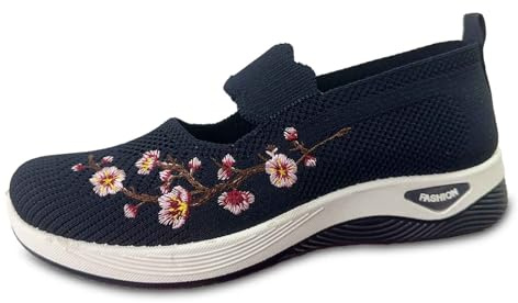 Chaussure Femme Basquette De Running Orthopédique Chaussures Pieds Nus Ballerine Sneakers Orthopédiques Confort Pied Large Tennis Compensée a Enfiler Sensibles Femmes Marche Womens Trainers 40