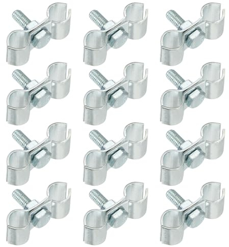 sourcing map 12pcs Chain Link Fence Panel Clamps, Dog Kennel Clamps for 3/8 (10mm) Round Pipe Frame, Galvanized Steel Fence Connector Temporary Dog Cage Hardware Parts with Bolts and Nuts