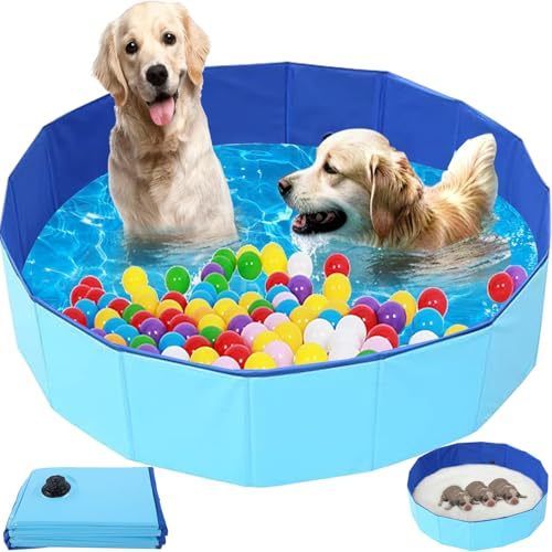 Hundepool, Faltbarer Hundepool, 120x30 cm Hundebecken,Faltbar, Rutschfester Boden, Planschbecken mit Ablassventil, PVC Kleines Planschbecken für Die meisten Hunderassen, Einfach zu Verstauen