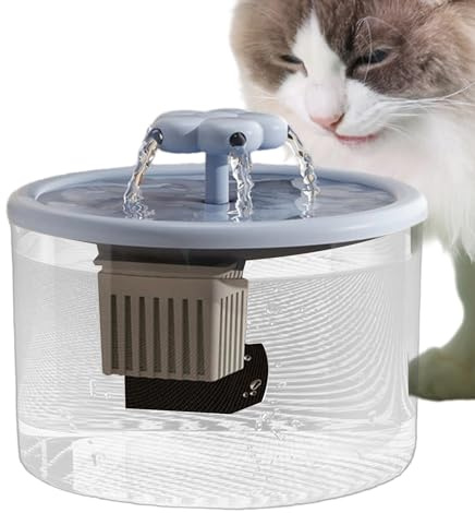 Fontana Per Gatti - Dispensador Acqua Animali | Cascata Di Fiori, Con Finestre Prospettiche, Automatico Gatto Acciaio Con Pompa Ultra Silenziosa, Ultra Silenziosa,Finestra Led, Di F