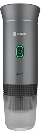 Origial Cafetera Portátil 3 en 1 para Cápsulas y Café Molido, 20 Bares, Batería 7500mAh, Compatible Nespresso y Dolce Gusto, para Viaje, Camping, Coche y Oficina, Cafetera Portátil Gris