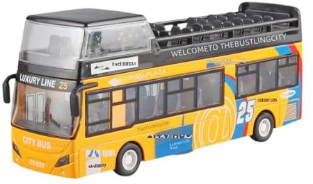 getuse Autobus Giocattolo a Due Piani con Luci e Suoni, Tira Indietro, Bus Città per Bambine, Gioco Compleanno- Giallo