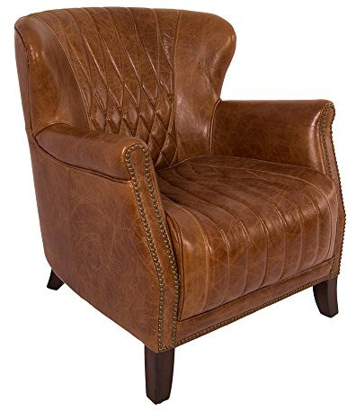 Ohrensessel Dyce Vegetable Brown Ledersessel Echtleder Leder Armlehnensessel