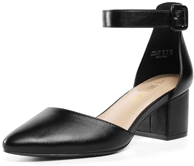 DREAM PAIRS Women's Elastic Ankle Straps Court Shoes | Chic cushioned platform heels with elegant buckle,great for weddings, office, and every special occasion.