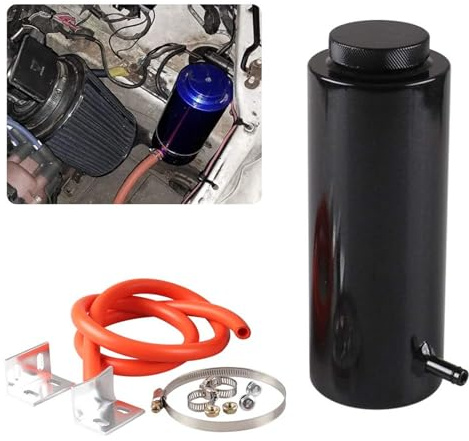 RYANSTAR Universal car Radiator Coolant Tank 800ml Coolant Expansion Tank Overflow Oil Catch Tank Cooling Catch Bottle Reservoir Aluminum Billet Black