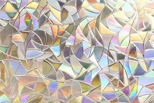 MARAPON Fensterfolie Blickdicht von aussen mit Regenbogeneffekt 0,60x2 m Sichtschutzfolie Fenster mit statischer Haftung, Milchglasfolie für Sichtschutz Fenster, Folie Fenster bunt fensterfolie bunt