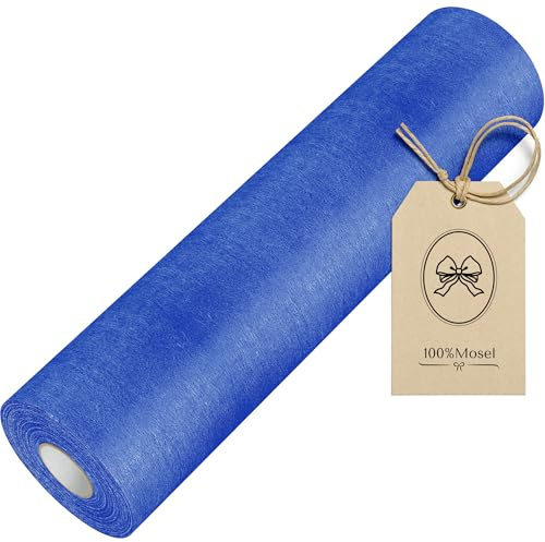 100%Mosel Vlies Tischläufer, in Royalblau (30 cm x 25 m), Tischband | Edle Tischdeko für Jugendweihe (Junge), Kommunion und Taufe – Meterware von der Rolle, zuschneidbar