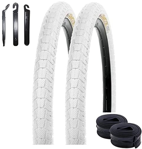 2 x Kenda K-907 Krackpot BMX Fahrradreifen 20 x 1,95 (50-406) Weiß + 2 x passende Schläuche DV inkl. Reifenheber