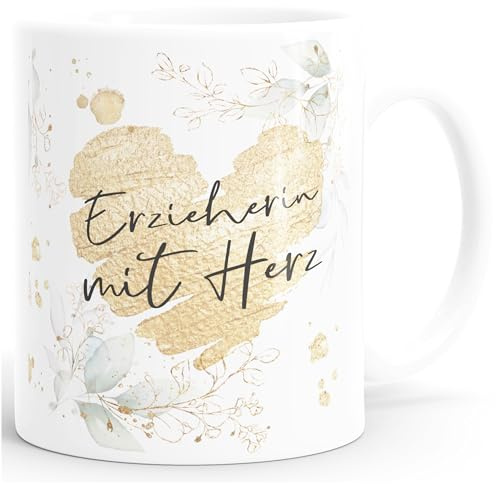 SpecialMe® Kaffee-Tasse [Wunschtext] mit Herz - soziale Berufe, Familie, Freunde kleines Dankeschön Geschenk Danke sagen Weiss Keramik-Tasse