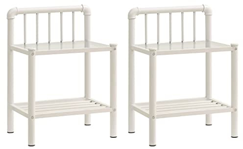 vidaXL 2X Nachttisch Nachtkonsole Nachtschrank Nachtkommode Schlafzimmer Kommode Schrank Pflanzentisch Telefontisch Weiß Transparent Metall Glas