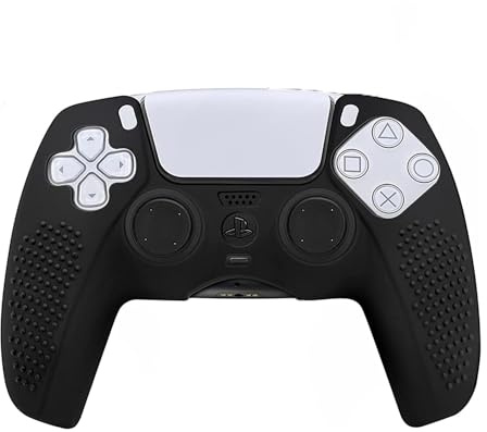 MMOBIEL Silikongummi-Anti-Rutsch-Überzug mit 5 unterschiedlich großen Daumengriffen, spezielles Katzenpfoten-Design, kompatibel mit PS5 DualSense Controller, schwarz