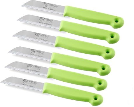 Schälmesser Solingen Obstmesser Edelstahl Rostfrei 6er Set Messer Kurz | Gemüsemesser grün für einen präzisen glatten Schnitt