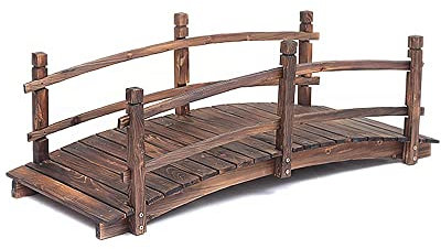 ksamwjf Haltbare Gartenbrücke aus Holz, klassischer Holzbogen mit Geländer, Fußgängerbrücke mit natürlichem Finish, dekorativer Bogengang mit Rasen, Teichlandschaft im Freien, Hinterhof-Bach oder Ba